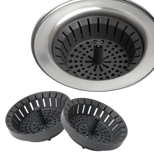 Kitchen Sink Strainer 3.25" - Dripsie Anti-Clog Food Catcher, Flexible Drain Basket, Dishwasher Safe, Standard Fit, Made in USA (3-Pack Gray)