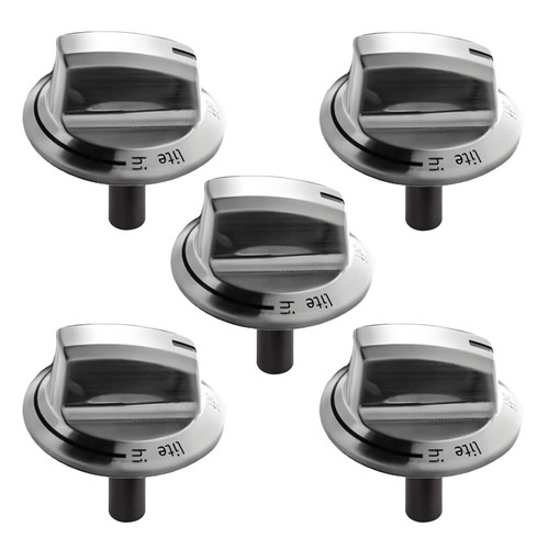 Upgraded A03546301/02/03 5304525746 5304504839 Gas Cooktop Knobs for Frigidaire Stove, Laser Engraving Sign Knob for Frigidaire Cooktop FFGC3026SS FFGC3626SS (Long Stem, Size:2.28IN, Material:ABS749)