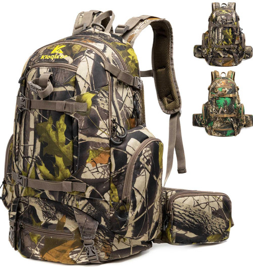 Kioqiear Hunting Backpack,Outdoor Gear Hunting Pack with Rain Cover,Durable Large Capacity Hunting Day Pack.(GREEN CAMO)