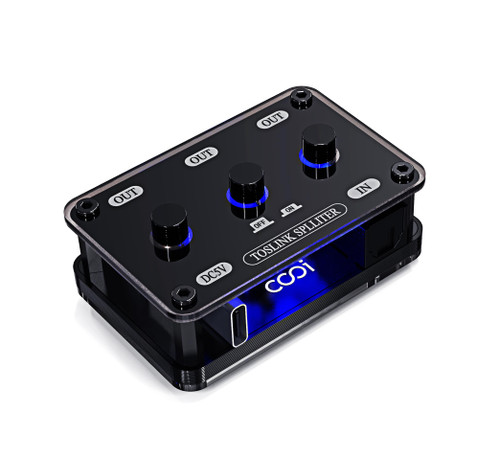 cooidea Digital Optical Audio Splitter 1 in 3 Out SPDIF Toslink Optical Splitter with Independent Channel Switch, Support Up to 192k/24Bit Compatible with LPCM2.0/DTS/Dolby-AC3 5.1 Channels