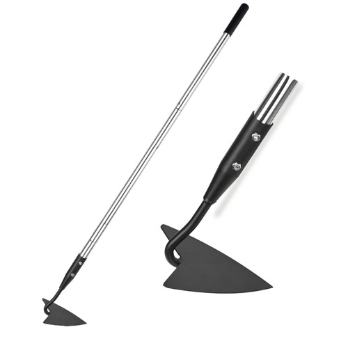 YEELOR Warren Hoe, Carbon Steel Triangle Garden Hoe with Stainless Steel 57" Adjustable Long Handle, Heavy Duty Gardening Hand Tools Hoe for Ridging Weeding Digging Loosening Edging Soil, Balck