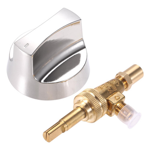 ETERMETA Propane Natural Brass Gas Control Valve 0.047" Orfice with Chromed Steel Control Knob Stem Length 1.4" for Hotel Commercial Kitchen