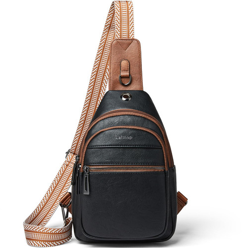 LATMAP 7L Sling Bag For Women Faux Leather Anti Theft Small Casual Daypack Backpack Fanny Pack Crossbody Chest Bags Purse Waterproof