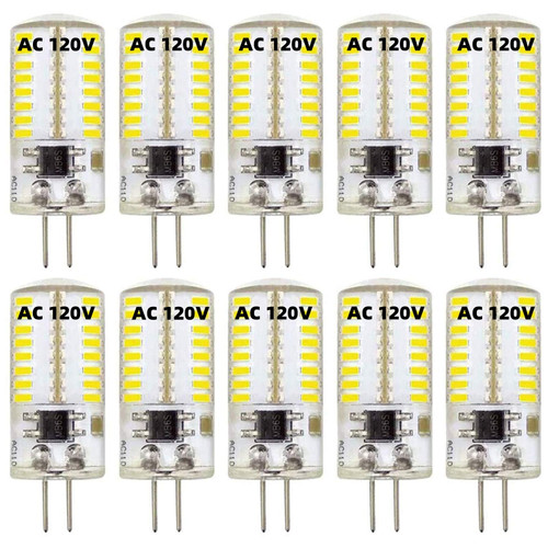ZHENMING 110V- 130V G4 LED Bulb Dimmable Cool White 6000K (Not Low Voltage 12V) 3W 20W 30W Halogen Equivalent Bi-Pin Base Lamp (Pack of 10)