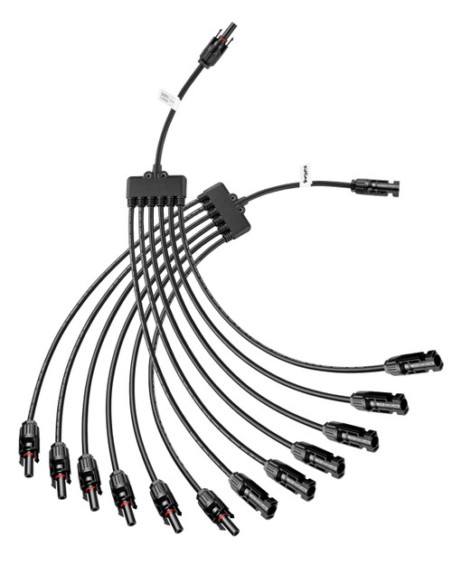 kiMing Solar Y Connector - 1 to 6 Parallel Solar Panel Connector, 63cm Extension, High Current Capacity, IP67 Waterproof Solar Cable, 8-14AWG Compatible