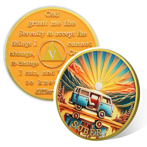 Rolling Toward Recovery 5 Year Sobriety Coin, Affirmation AA Chips, Addiction Recovery Five Years Sober Medallions, Celebrating Anniversary Token, Alcoholics Anonymous Sobriety Gifts for Men Women