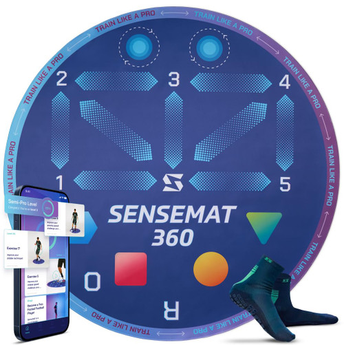 Sensemat 360 Soccer Training Mat | 360 Degree Design Non Slip Training Mat | Soccer Footwork Training | Strength & Coordination for All Ages & Levels | Improve Skills & Control with Professional Soccer Coach Program 50+ Exercise Videos