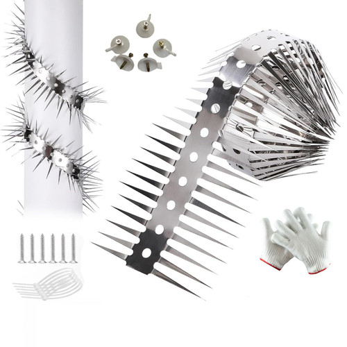 Chlemeter Anti-Climb Spikes for Raccoon & Bird Protection - Heavy-Duty Stainless Steel Barrier Nails for Fence, Roof, Trees | Outdoor Animal Climb Prevention (1PCS)