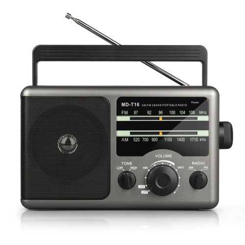 Greadio AM FM Portable Radio Transistor Radio with 3.5mm Earphone Jack, Hight/Low Tone Mode, Big Speaker, AC Power or Battery Operated by 4 D Cell Batteries for Home and Outdoor