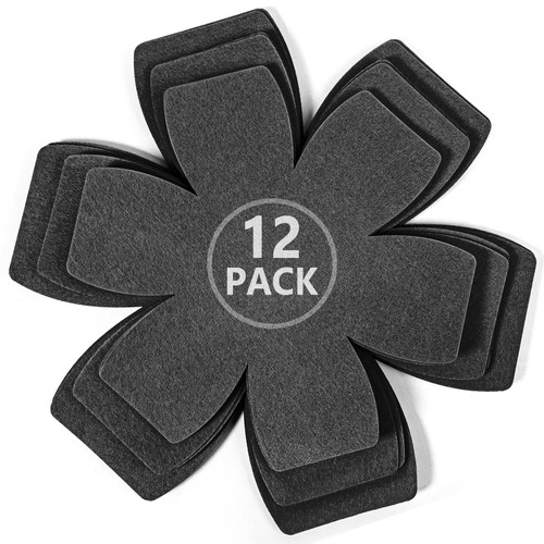 Felt Pot and Pan Protectors - Set of 12 and 3 Different Sizes Felt Pan Protectors for Stacking, Larger & Wider Pot and Pan Protectors, Pan Separators Protectors, Pot Separators for Stacking, Deep Gray