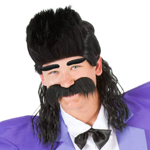 Evil Bratt Adult Costume Mullet Wig Black Long Hair Florida Man Halloween Costume Cosplay Evil Bratt Adult Costume Mullet Wig Black Long Hair Florida Man Halloween Costume Cosplay