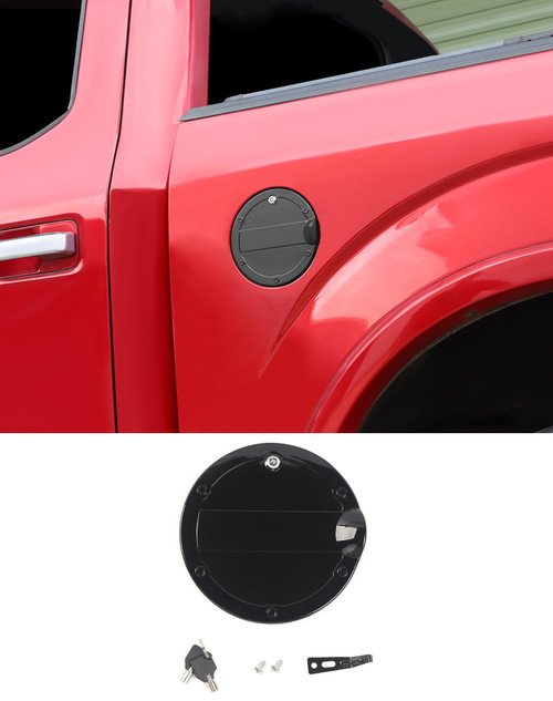 Fit for 2015-2020 Ford F-150 Locking Fuel Gas Filler Tank Door Cap Cover with Keys, Gas Tank Cap Fuel Filler Door Cover Trim Exterior Accessories, Black
