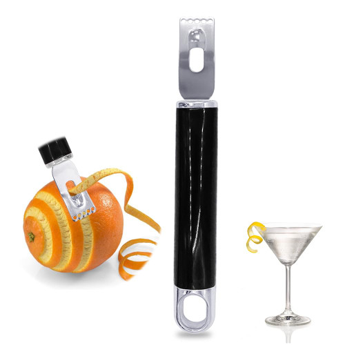 Channel Knife, 2 in 1 Lemon Peeler Zester Cocktail Garnish Citrus Zester 5 Baldes Ultra Sharp Lemon Rind Twist Peeler Stainless Steel Bar Tool Professional Grade Bar Accessory (Sliver)