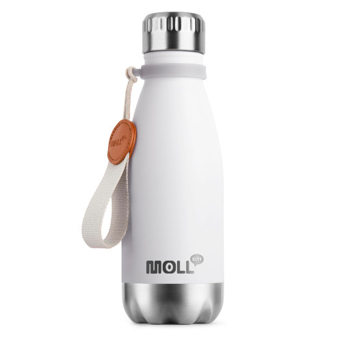 Mollcity Small Water Bottles -9 oz Stainless Steel Insulated Water Bottles for Back to School Reusable Metal Flask for Girls (White)
