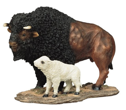 ICE Armor 7" H Wild Animal Collection Standing Buffalo with Baby Figurine Office Desk/Home/Living Room/Table Decor, Perfect House Warming Gifts for New Home