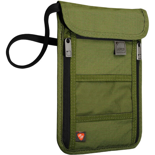 Lewis N. Clark Men's RFID Blocking Stash Wallet, Travel Neck Pouch Passport Holder for Women & Men, Olive, One Size