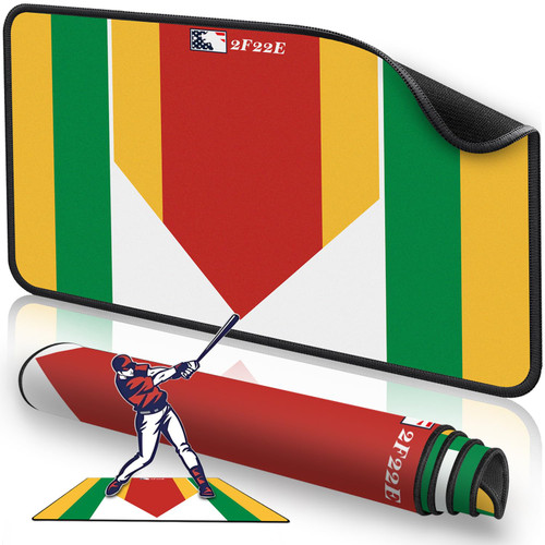 2F22E Extended Baseball Home Plate Mat with Color Highlights for Pitching and Hitting Practice,Rubber Home Plate Mat for Training