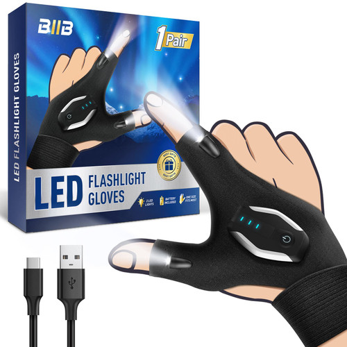 BIIB Stocking Stuffers for Men Adults Him Rechargeable Flashlight Gloves Christmas Gifts for Men Dad Him Grandpa Husband, Dad Mens Gifts, White Elephant Gift for Adults, Cool Stuff Gadgets