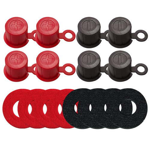 Ampper Top Post Plastic Battery Post Caps, Battery Post Terminal Cover Insulator Protector W/Washers for Car, Vehicle, RV and Boat (Cap, 4 Sets)