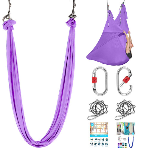 ZYOSJK 5.5 Yards Aerial Silk Swing Outdoor Hammock Aerial Yoga Swing For Adults,Aerial Yoga Hammocks for outside,Aerial Silks For Gymnastics (Light Purple)