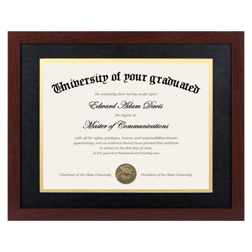 upsimples 11x14 Diploma Frame Certificate Degree Document Frame with High Definition Glass, 8.5 x 11 with mat for Wall and Tabletop, Mahogany Double Mat, 1 Pack