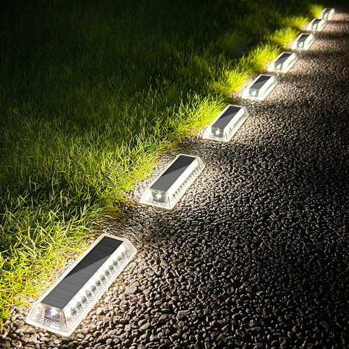 Lacasa Solar Deck Lights, Solar Light Outdoor Waterproof IP68, 8 Pack Solar Powered Pathway Yard Driveway Step Landscape Lights, LED Lighting 50LM for Garden Path Walkway Stair Patio, Cool White 6000K