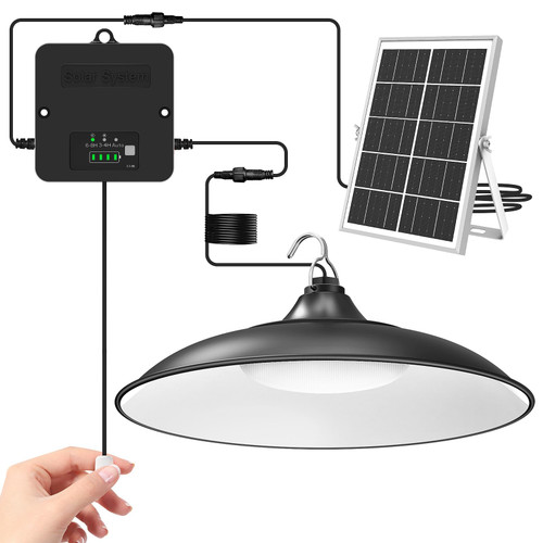 APILAB Solar Shed Light Indoor Outdoor, 2000LM Daytime Available Pendant Light with Pull String, Dusk to Dawn, 3 Lighting Modes Solar Lights Indoor, IP65 Waterproof for Barn, Gazebo, Shop, Garage
