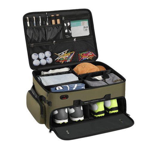 Mogplof Extra Large 2 Layer Golf Trunk Organizer, Golf Gifts for Men Golfers, 20"x 14"x 10" Water-resistant Car Durable Golf Organizer for 2 Pair Shoes, Balls, Tees, Clothes, Gloves, Accessories-1766773190