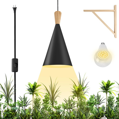 Hanging Grow Light,25W Full Spectrum Hanging Plant Lights for Indoor,Plants Wall Mounted Grow Light with 16.4FT Power Cord,LED Grow Lights for Indoor Growing,Monstera,Devil's Ivy,Seedling(Black)