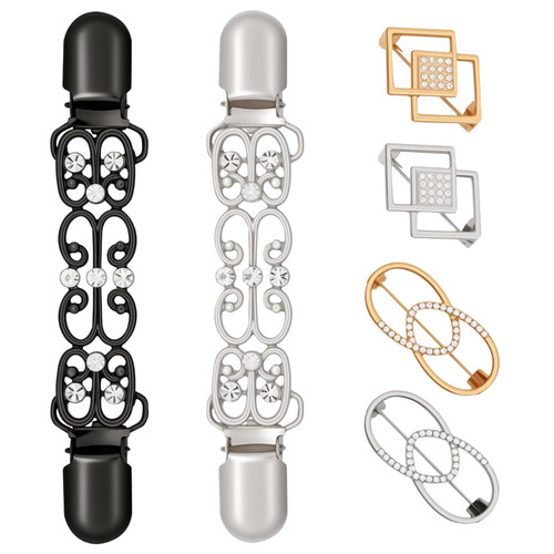 ROPAKED 6 Pcs Cinch Clip Vintage Dress Clips Back Cinch Sweater Clips to Hold Sweater Together Shawl Cardigan Collar Clip to Tighten Dress Pant Waist Tightener for Women(Simple)