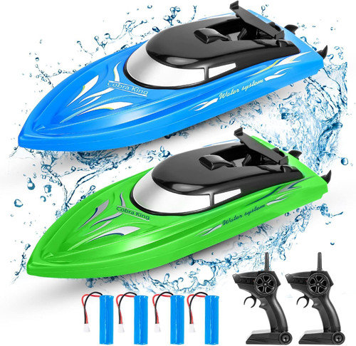 GarveeLife 2PACK RC Boat,Remote Control Boats for Kids and Adults,10 km/H 2.4G High Speed Remote Control Boat,Fast RC Boats for Pools and Lakes with 4 Rechargeable Battery