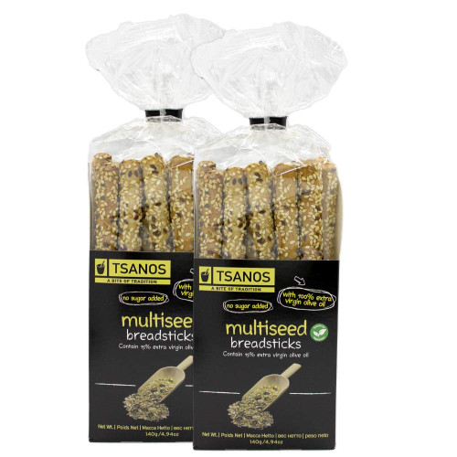 Tsanos Greek Multiseed Breadsticks, Sugar Free, 140gr - 2 PACK