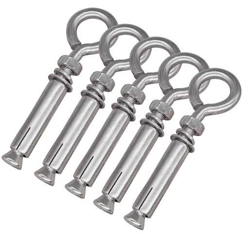 CUKAYO 5/16" X 4-3/16" Expansion Concrete Wall Anchors Eyebolt Screw, Heavy Duty 304 Stainless Steel Shoulder Lag Eyebolts for Concrete Wall, 5 Pack CUKAYO 5/16" X 4-3/16" Expansion Concrete Wall Anchors Eyebolt Screw, Heavy Duty 304 Stainless Steel Shoulder Lag Eyebolts for Concrete Wall, 5 Pack