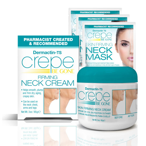Dermactin-TS Crepe Be Gone Firming Neck and Decollete Cream 3 oz with Three (3) Firming Neck Masks Set