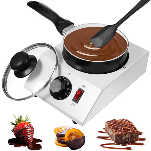 ROCEEI 1 Set Chocolate Boiler Electric Heating Chocolate Melting Tempering Machine with 1 Silicone Spatula Boiler for Melting for Candy(Single Pot)