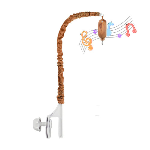 Crib Mobile Arm with Music Box - Imitation Wood - 24 Inch Mobile Arm for Crib - Crib Mobile Motor Battery Operated - Volume Control - 12 Lullabies - Crib Toys Attachments - Holder for DIY Clamp Mobile
