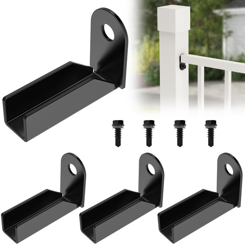 4 Pack Black Carbon Steel Fence Mounting Brackets for 1" x 1" Square Rails, Fence Panel Internal Connectors