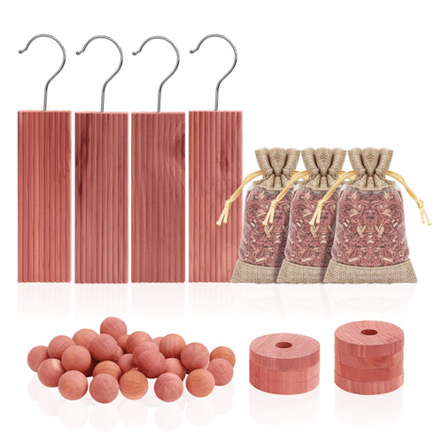 Homode Cedar Blocks for Clothes Storage, Set of 30, Cedar Chips for Closets and Drawers, Aromatic Cedar Wood Balls and Cedar Sachets, Cedar Closet Freshener