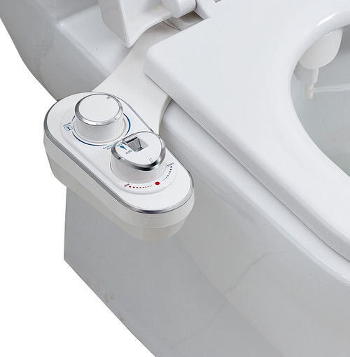 ELCARE bidet, Hot and Cold Water Non-electric Bidet Attachment for Toilet, Self Cleaning and Dual Nozzle for Women and Rear Wash, Push Button Switch for Easy Using (White）