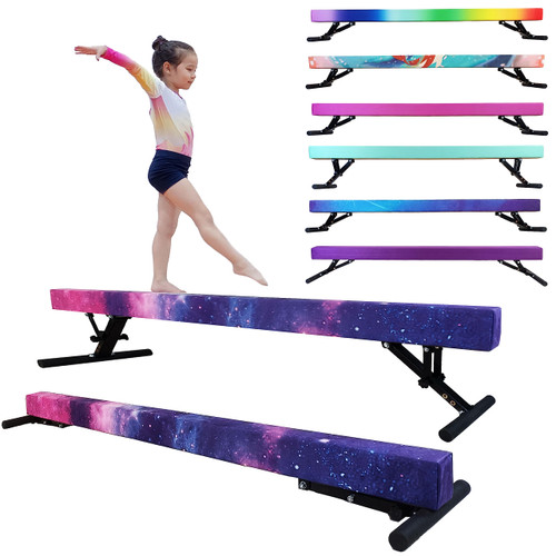 Seliyoo Adjustable Balance Beam for Kids, 8FT Gymnastics Beam with Anti-Slip Legs, High and Low Floor Beam for All Gymnastics Levels, Professional Gymnastic Equipment for Home, Gym Center