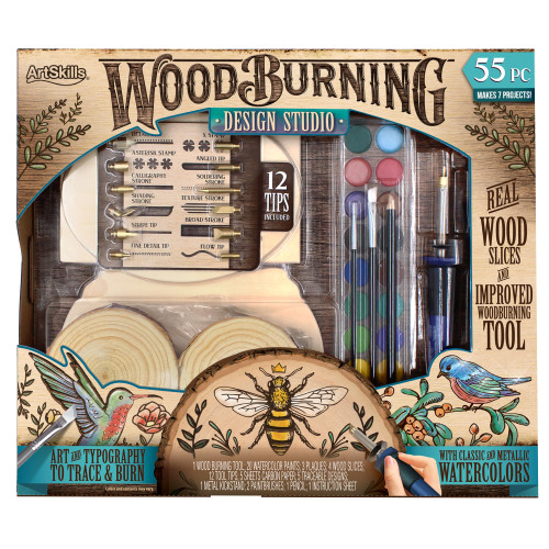 ArtSkills Wood Burning Tool Kit – 55 Piece Complete Woodburning Arts and Crafts Kit for Kids & Adults Cool Gifts for Teen Boys & Girls Fun Crafts DIY Projects