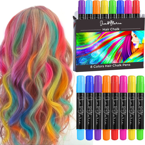 Jim&Gloria Dustless Hair Chalk Gifts for Girls Makeup Kit, Gift for Teen Girl Trendy Stuff, Kids, Teenage Tweens Teenager Temporary and Washable Color Dye Markers Age 7 8 9 10 11 12 13 14 Year Old Toy