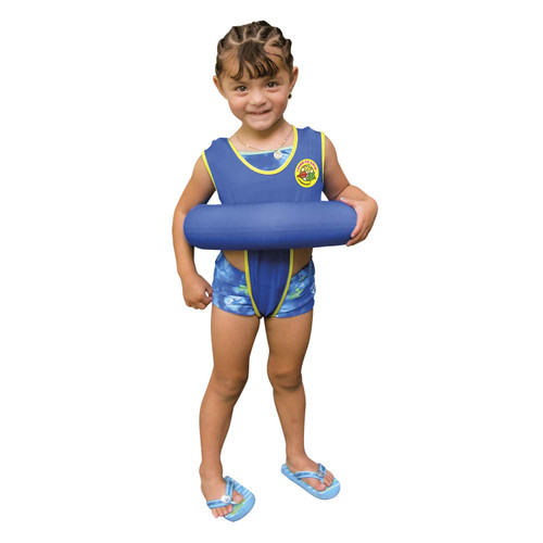 Poolmaster Learn-to-Swim Vest, Adjustable Tube Floatation Swim Trainer and Swim Aid for Kids Ages 3 to 6 Years, Blue