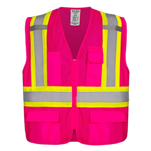 KAYGO Safety Vest with Pockets - High Visibility Reflective Vest ANSI Class 2 Construction Vest (Type R, Not FR) KG0100 (S, Pink, 1 Pcs) KAYGO Safety Vest with Pockets - High Visibility Reflective Vest ANSI Class 2 Construction Vest (Type R, Not FR) KG0100 (S, Pink, 1 Pcs)