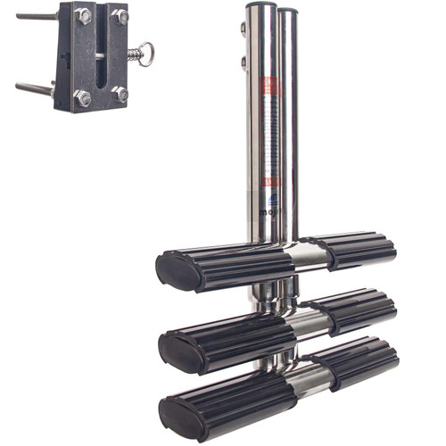 Mojiate 3-Step Stainless Steel Dive Ladder - Heavy Duty Telescoping Boat Ladder for Marine, Yacht, RV, Pontoon & Pool Use