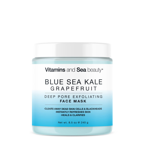 Deep Pore Exfoliating Face Mask with Blue Sea Kale Grapefruit – for Blackheads, Dead Skin Removal, Clarifying & Hydrating – Vegan & Clean Skincare – 8.5 oz