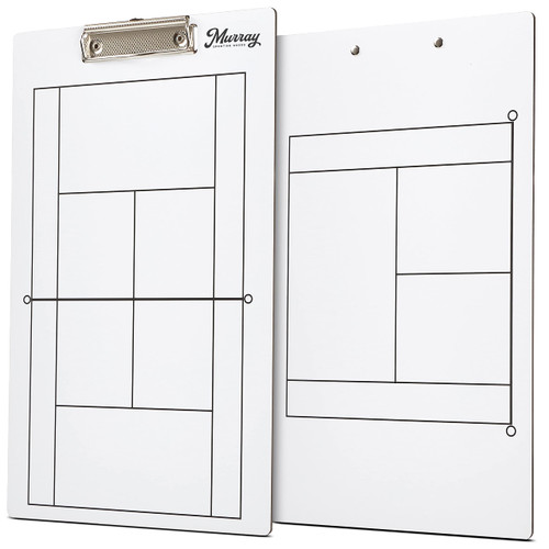 Murray Sporting Goods Dry Erase Coaches Clipboard | Double-Sided Dry Erase White Board (Tennis)