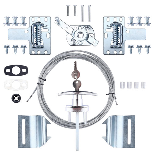 Patioer Universal Garage Door Lock Kit with Spring Latch and Keyed Handle for Single/Double Garage Door 7' - 18' Wide