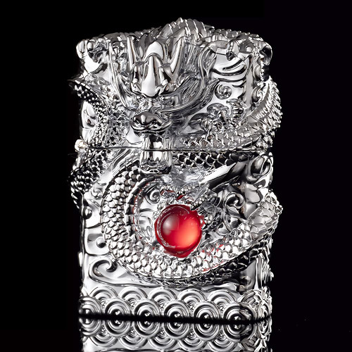 huaben Dragon Lighter Premium Kerosene Soft Flame Lighter with Adjustable Flame, Refillable, Windproof and Pocket Size for Outdoor Camping, Travel, and Household Use (Silver)