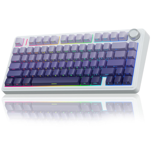 AULA F75 Pro Wireless Mechanical Keyboard,75% Hot Swappable Custom Keyboard,RGB Backlit,Pre-lubed Linear Switches,Side Printed PBT Keycaps Mechanical Gaming Keyboards,Gradient Purple